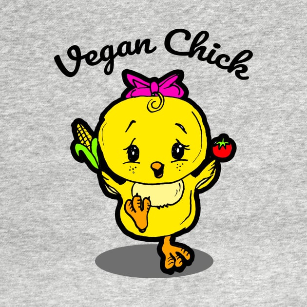 Vegan Chick with Cute Baby Chick by sketchnkustom